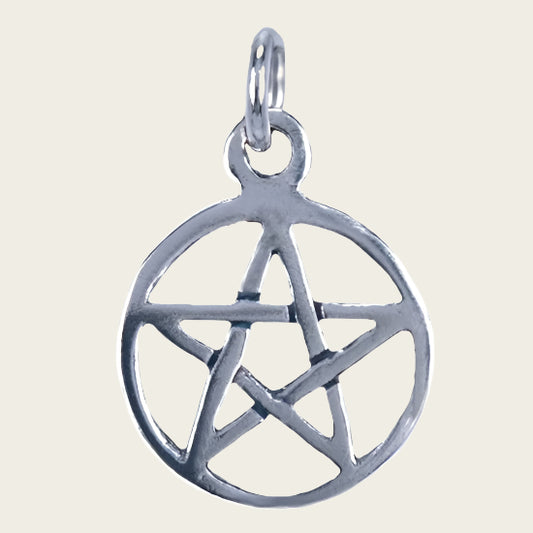 Zilveren Pentagram ketting hanger - in cirkel 16 mm
