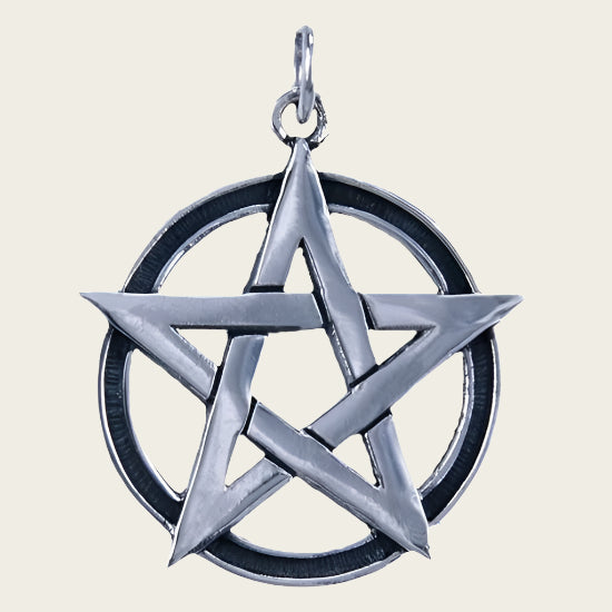Zilveren Pentagram ketting hanger - op cirkel 20mm
