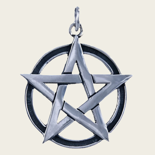 Zilveren Pentagram ketting hanger - op cirkel 20mm