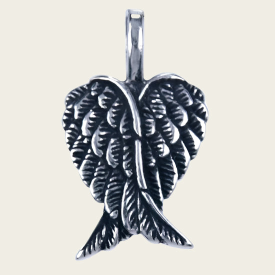 Zilveren Engel vleugel ketting hanger - dubbel klein