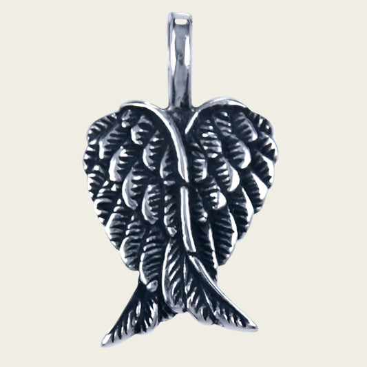 Zilveren Engel vleugel ketting hanger - dubbel klein