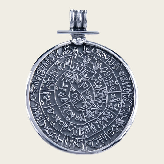 Zilveren Schijf van Festos ketting hanger - groot