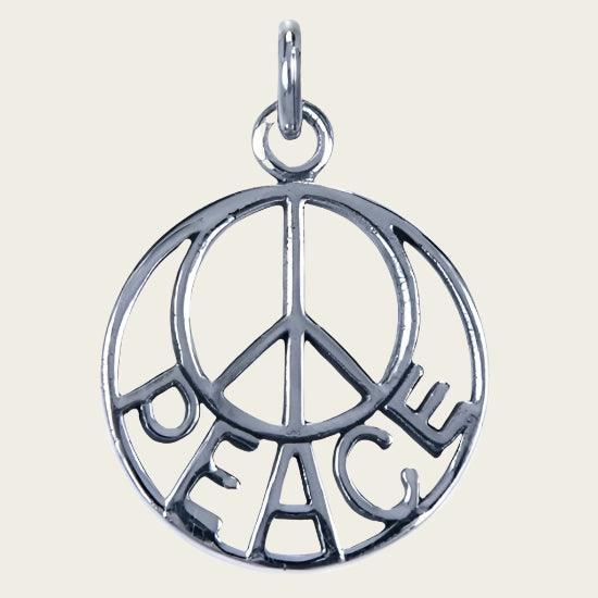 Zilveren Vredesteken peace ketting hanger