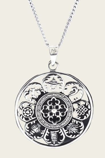 Zilveren Ashtamangala ketting hanger
