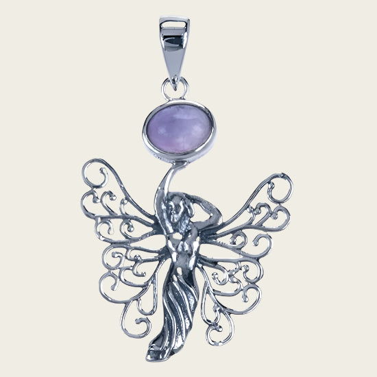 Silver Elf with Amethyst Necklace Pendant