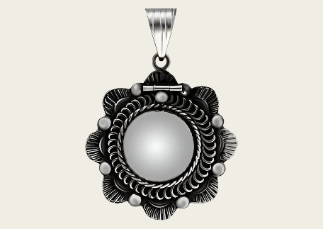 Zilveren Foto medaillon Bloem fantasie ketting hanger