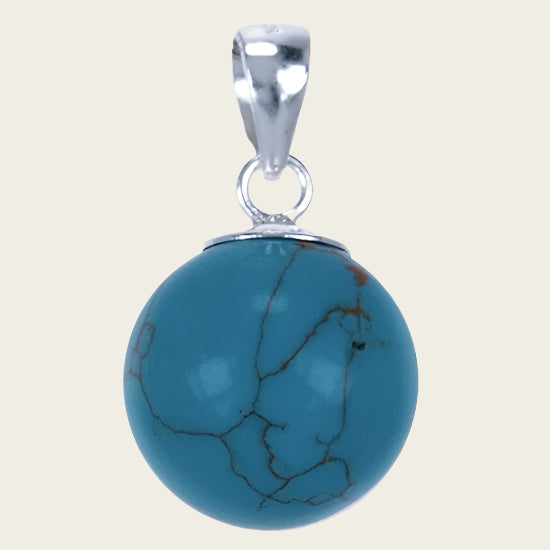 Silver Turquoise Turquoise ball 14 mm necklace pendant