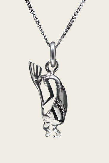 Zilveren Indiaan Kokopelli detail ketting hanger