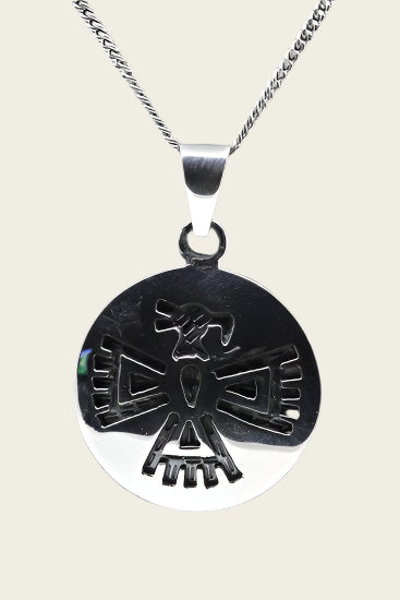 Zilveren Indiaan Adelaar rond hopi style ketting hanger