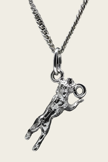 Zilveren Amerikaanse staffordshire terrier hangend aan stok ketting hanger - klein