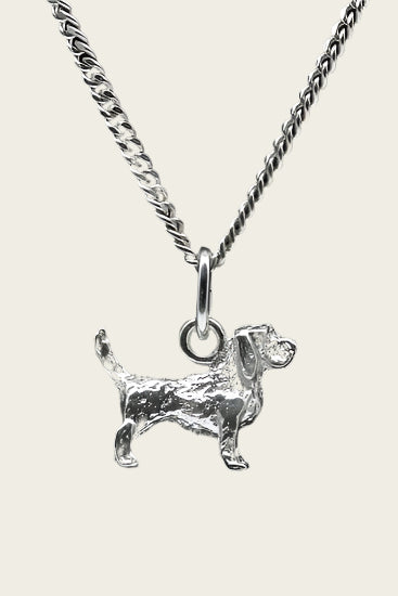 Zilveren Basset griffon vendeen petit ketting hanger - klein