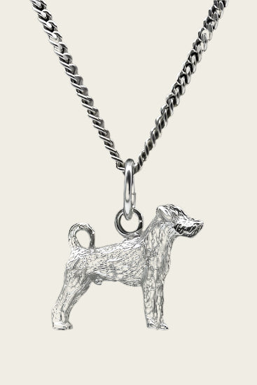 Zilveren Kromfohrlander draadhaar ketting hanger - klein
