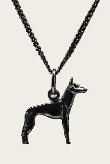 Zilveren Podenco canario ketting hanger - klein