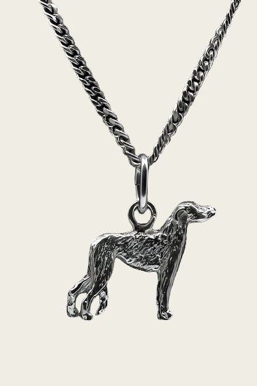Zilveren Deerhound ketting hanger - klein