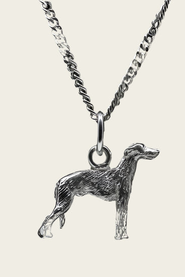 Zilveren Galgo espagnol ketting hanger - klein