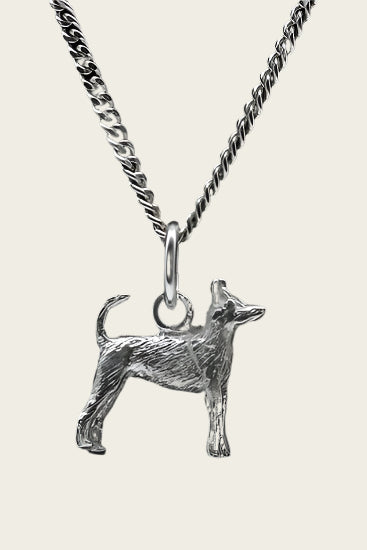 Zilveren Podenco portugues ketting hanger - klein