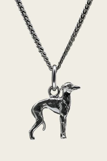 Zilveren Italiaans windhondje ketting hanger - klein
