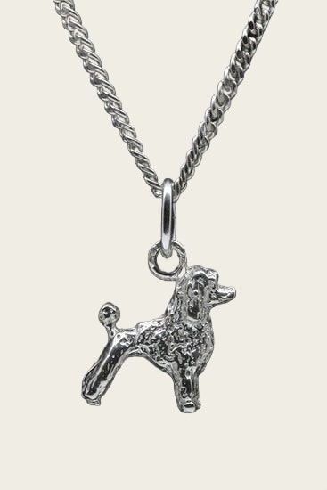 Zilveren Poedel middenslag ketting hanger - klein