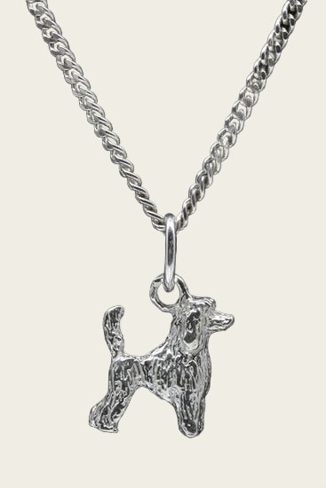 Zilveren Dwergpoedel caniche nain met staart ketting hanger - klein