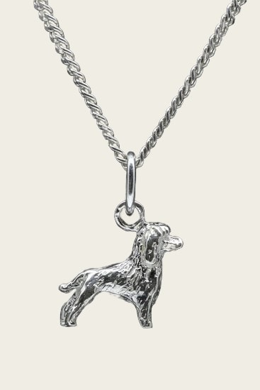 Zilveren Poedel huishond model ketting hanger - klein