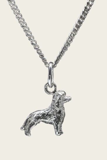 Zilveren Poedel huishond model met staart ketting hanger - klein