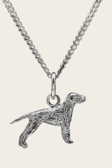 Zilveren Poedelpointer met staart ketting hanger - klein