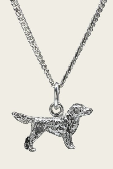 Zilveren Flat coated retriever ketting hanger - klein