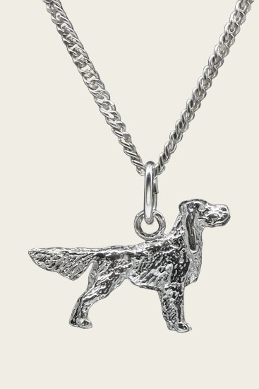 Zilveren Engelse setter ketting hanger - klein
