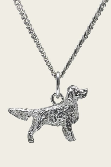 Zilveren Gordon setter ketting hanger - klein
