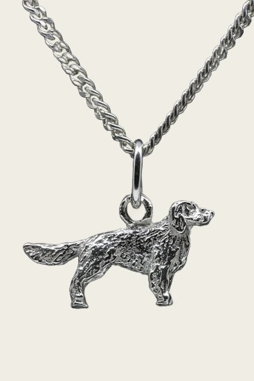 Zilveren Irish red and white setter ketting hanger - klein