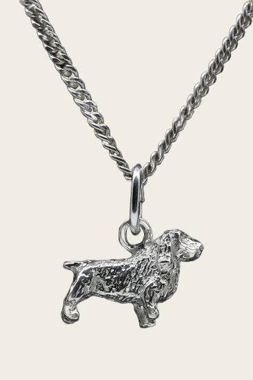 Zilveren Clumber spaniel ketting hanger - klein