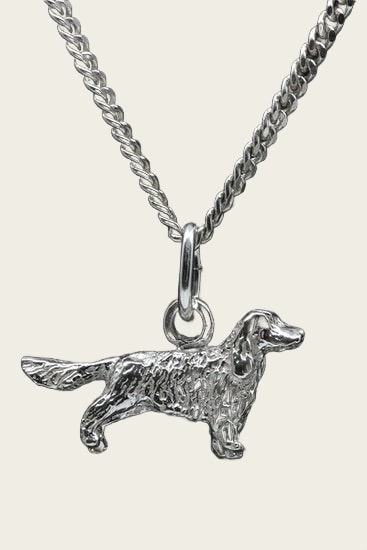 Silver English Cocker Spaniel with Tail Necklace Pendant - Small