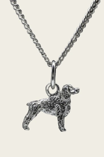 Zilveren Engelse springer spaniel ketting hanger - klein