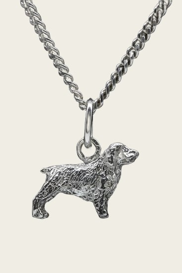 Zilveren Sussex spaniel ketting hanger - klein