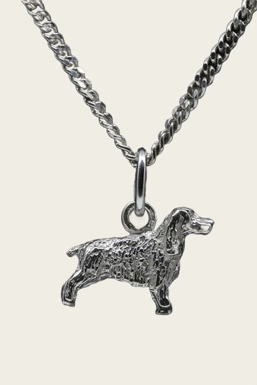 Zilveren Welsh springer spaniel ketting hanger - klein
