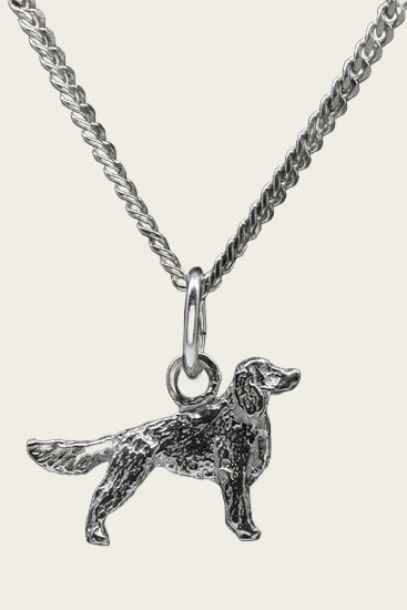Zilveren Welsh springer spaniel met staart ketting hanger - klein