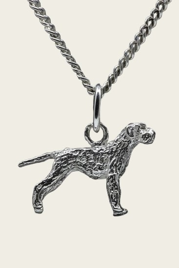 Silver Vizsla Wirehaired Pointer with Tail Necklace Pendant - Small