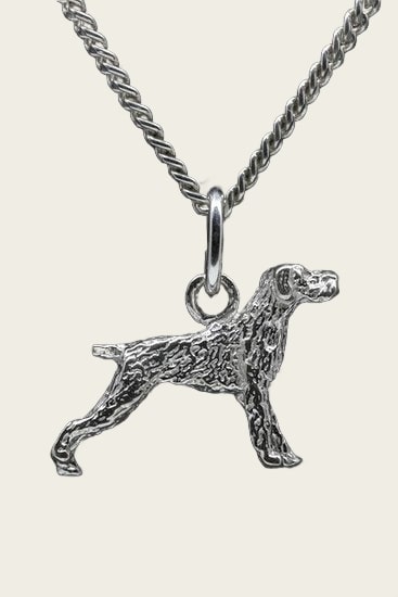 Zilveren Duitse staander draadhaar ketting hanger - klein