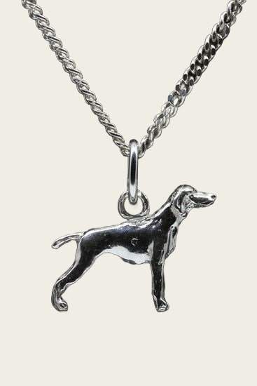 Zilveren Weimaraner korthaar ketting hanger - klein