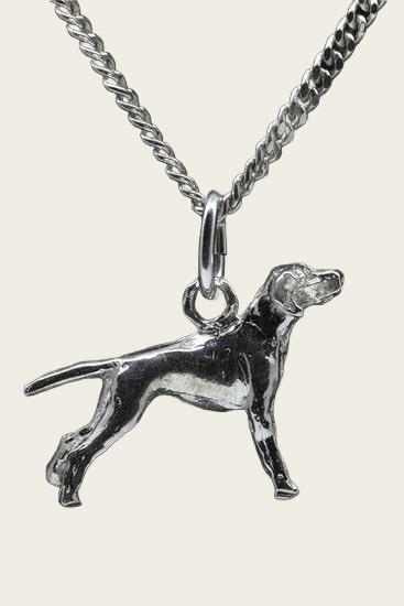 Zilveren Duitse staander korthaar met staart ketting hanger - klein
