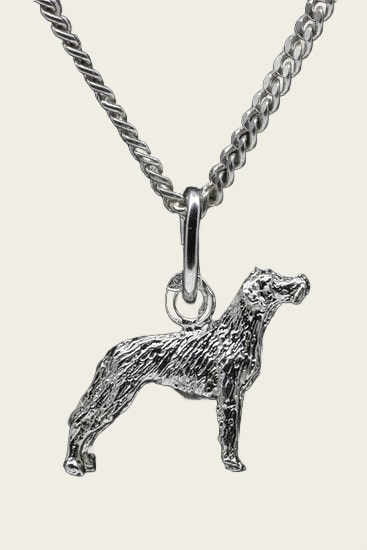 Zilveren Duitse staander langhaar ketting hanger - klein