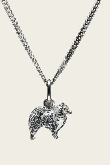Zilveren Chow Chow langhaar ketting hanger - klein