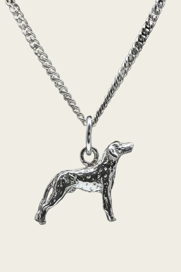 Silver Dalmatian Dog Necklace Pendant - Small
