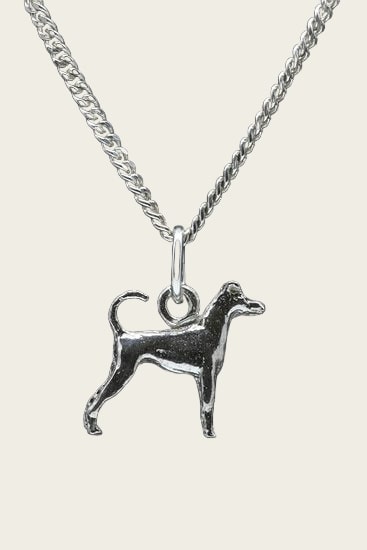 Zilveren Japanse terrier met staart ketting hanger - klein