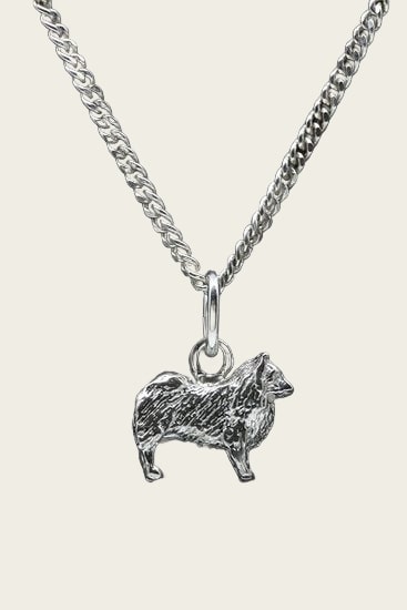 Zilveren Duitse keeshond ketting hanger - klein