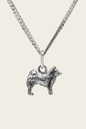 Zilveren Duitse keeshond 2 ketting hanger - klein