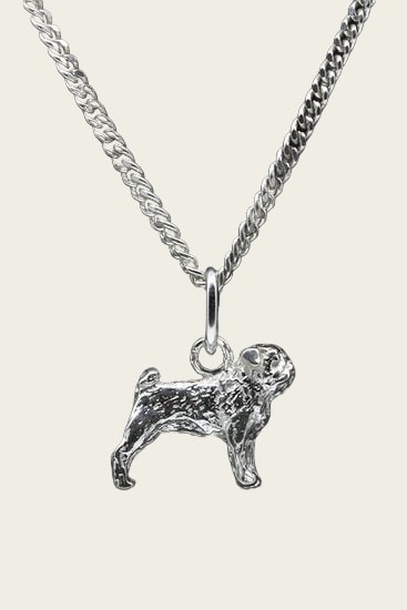 Silver Pug Necklace Pendant - Small