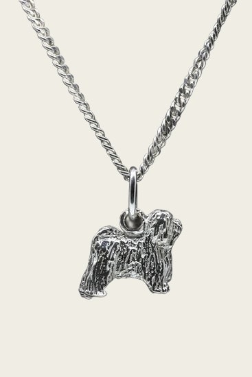 Zilveren Tibetaanse terrier ketting hanger - klein
