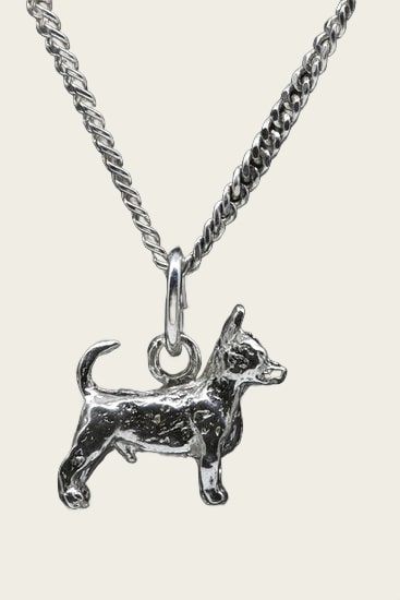 Zilveren Chihuahua korthaar ketting hanger - klein