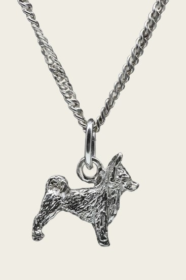 Zilveren Chihuahua langhaar ketting hanger - klein
